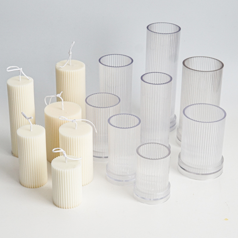 Candle Making Diy Kit - ใหม่ DIY Pinstripe รอบ Fine ฟันทรงกระบอกเทียนแม่พิมพ์พลาสติกลายเทียน