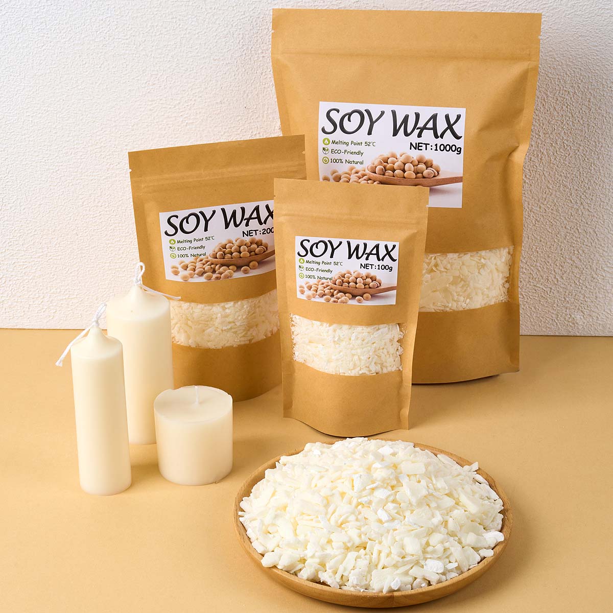 Candle Making Diy Kit - 1 ปอนด์ขี้ผึ้งถั่วเหลืองสีขาวบริสุทธิ์สําหรับ DIY เทียนทําด้วยมือหัตถกรรม 100% สารเติมแต่งฟรีเทียนหอมวัตถุดิบทําชุดอุปกรณ์