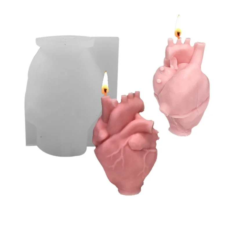 Candle Making Diy Kit - แม่พิมพ์เทียนซิลิโคนรูปหัวใจ DIY ชุดทำเทียนรูปหัวใจ 3 มิติ งานฝีมือ