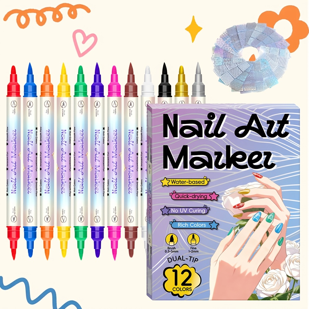 Copic Marker Sketch - ชุดปากกาเพ้นท์เล็บ 12 สี พร้อมลายฉลุ 24 แบบ
