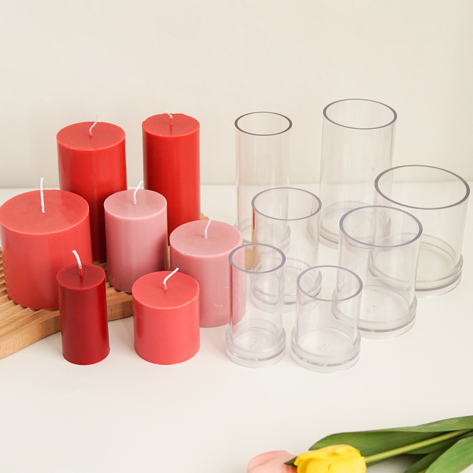 Candle Making Diy Kit - ต่างๆ 3D ทรงกระบอกเทียนแม่พิมพ์พลาสติก DIY เทียนทําอุปกรณ์แม่พิมพ์ PC