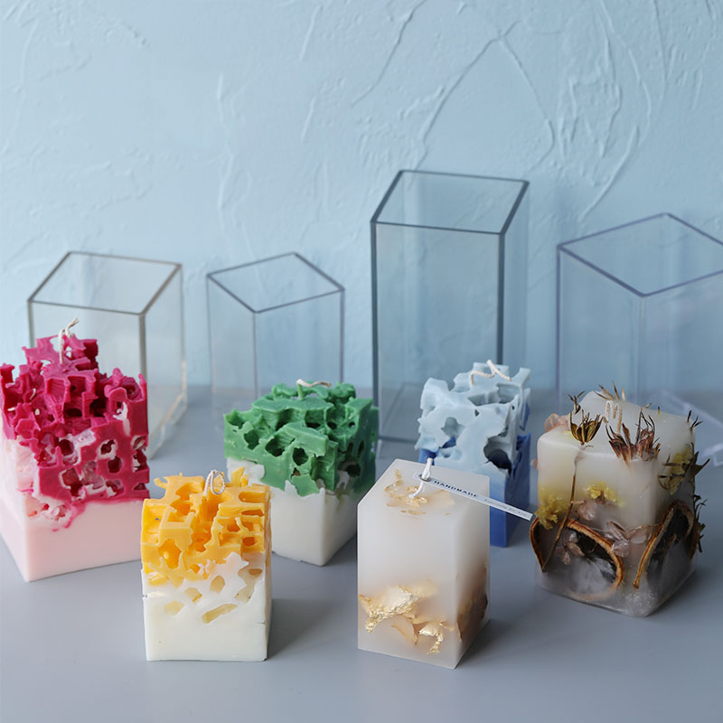 Candle Making Diy Kit - 3D สแควร์สี่เหลี่ยมผืนผ้าคอลัมน์เทียนแม่พิมพ์เทียนทําด้วยมือทําแม่พิมพ์ DIY Cuboid อะคริลิคพลาสติกชุดแม่พิมพ์เทียนหล่อ