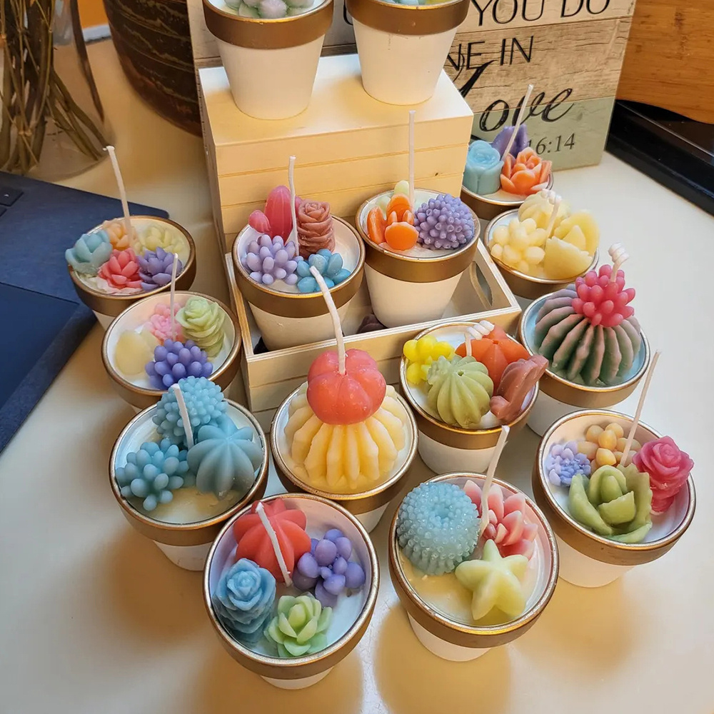 6pcs Succulent ซิลิโคนเทียนแม่ - Candle Making Wax Melter บทวิจารณ์และราคา